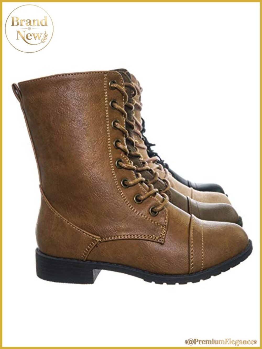 Womens Combat Boots Vegan Faux Suede Lace Up Ankle Booties